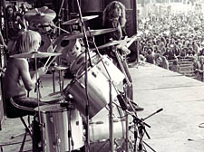 Graeme Crallan (on drums) with Janick Gers (on guitar) when White Spirit played the Reading festival in 1980 