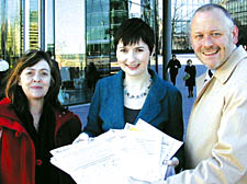 From left: Islington Lib Dems Tracy Ismail, GLA member Caroline Pidgeon and Terry Stacy hand in their petition at City Hall