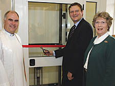 Cllr James Kempton, centre, with St Mary&rsquo;s vicar Canon Dr Graham Kings and Grace Sheppard, widow of Bishop David Sheppard