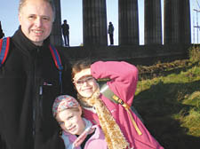 Nicola Baird's husband Pete May with their two children enjoying Parkland Walk