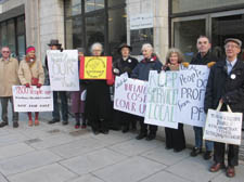 Campaigners outside the headquarters of NHS Islington yesterday (Thursday)