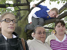 Sally Rayner, Sharon Jobe and Joanna Hill who are opposing the police cells, and Billy Bowler-Stafford, aged seven, who attends Robert Blair Primary school