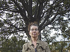Campaigner Meg Howarth in Paradise Park, where trees have been attacked
