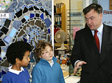 Ed Balls meets pupils at Thornhill Primary School in Barnsbury