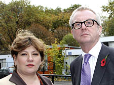 Build up the pressure: advice from Emily Thornberry MP and housing minister, Ian Austin, pictured outside Moorfields School