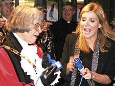 Michelle Collins and Mayor Anna Berent switch the festive lights