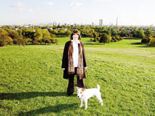   Sally with her dog Dow Jones on Primrose Hill