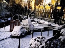 A snowy scene in Flask Walk in 2005