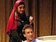 Zahra Ahmadi as Nasreen and Ben Righton as Prince Richard in The King of Hearts