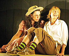 Amanda Harris as Celia (left) and Lia Williams as Rosalind in As You Like It