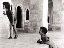 Children playing in a synagogue courtyard, Jerusalem 1976