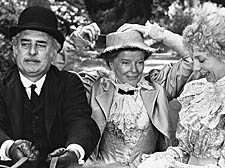 Anna Massey (right) as Mrs Ronberry in the 1979 television version of The Corn is Green with Katherine Hepburn and Ian Saynor