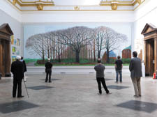 Hockney&rsquo;s Bigger Trees Near Water and, top, Michael Sandle&rsquo;s triptych