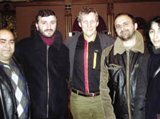 Left: Michael Church (centre) with the Chanters of St Panteleimon in Tbilisi, Georgia. 