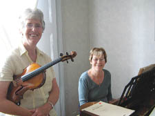 Frances Barlow and Susan Wood in rehearsals