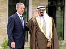 George W Bush with king of Saudi Arabia