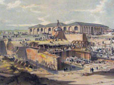 The chimneys in the top picture, to the right) under construction in 1837