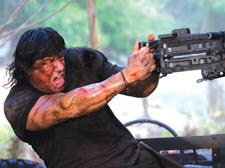 Sylvester Stallone ratchets up the death toll, reprising his role as Rambo