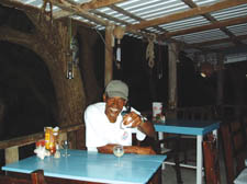 Nando at his tree house restaurant - the 'best place to eat' in Bequia