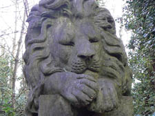 The tomb of George Wombwell, marked by sleeping lions 