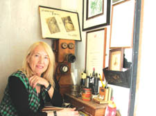 Founder Leoni Scott-Matthews at her desk in Pentameters. 