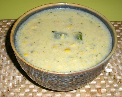 Courgette and sweetcorn soup 