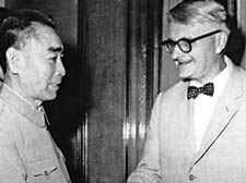 Joseph ?Needham meeting Zhou Enlai in Beijing in 1964, shortly before the Cultural Revolution 