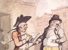 Rowlandson cartoon of a Newmarket bookmaker