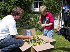 Mike Kitchen unpacking one of his ‘gardens in a box’