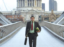 Tamer Hassan makes his way across Millennium Bridge in City Rats