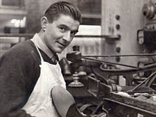 Dave Gillies at the finishing machine in the Perrins Court shop where he mended the shoes of Hampstead residents