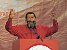 Hugo Chavez in a scene from Inside the Revolution