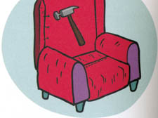 One of Siân’s diagrams offers tips on re-upholstering a chair