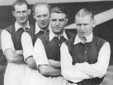 Arsenal internationals of the 1930s, from left, Jack Crayston, George Male, Eddie Hapgood and the legendary goalscorer Cliff Bastin