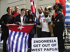 The Free West Papau Campaign protest outside Asia House, with Benny Wynde   (white t-shirt)