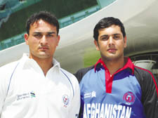 Marylebone CC’s Hamid Hassan on the right with fellow Afghan cricketer Mohammed Nabi 