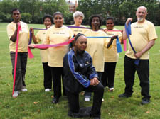 Denise Ramsay-Overall (kneeling) with clients at the Moberly Sports and Education Centre