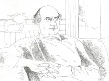 Godfrey Pilkington: Detail of sketch by David Hockney