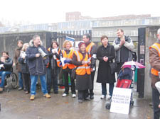 The picket line outside Pimlico School on Tuesday