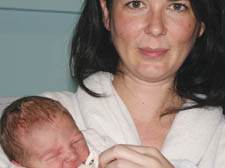 Isabella Campi with Oliver James, who arrived on February 29 