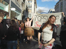 Demonstrations outside Topshop in  Oxford Circus 