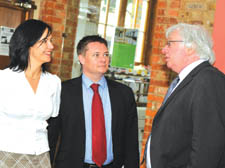 Caroline Flint with Minister for Communities Iain Wright and St Mungo's chief executive Charles Fraser
