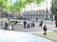 An artist's impression of pedestrianisation in Montague Place 