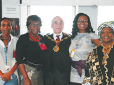Pictured: from left, Nadra and Joan from Westminster Primary Care Trust, Councillor Cyril Nemeth, event co-ordinator   Ann-Marie Smith and resident, Abi batu