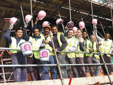 Builders turn on the style to raise awareness for cancer research