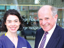 Ward sister Alison Finch and UCLH chairman Peter Dixon