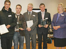 Winners: Baroness Hanham, is pictured with, from left, winners Thiago Nascimento, Jason Royce from Connexions, and Andy Nimmo and Jason Townsend from Huxley Associates