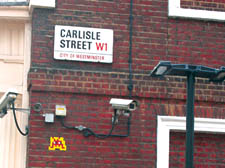 The alien tiles on the walls of buildings in Carlisle Street 