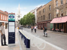 A TfL artists impression of a cycle hire station