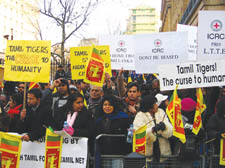 Anti-Tamil Tiger protesters in Westminster earlier this year